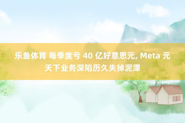 乐鱼体育 每季度亏 40 亿好意思元， Meta 元天下业务深陷历久失掉泥潭