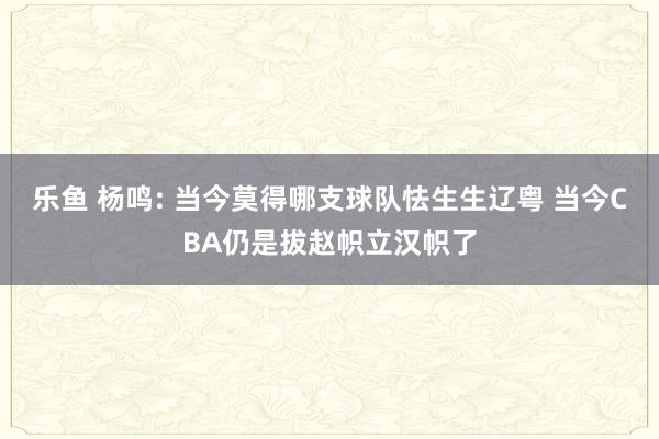 乐鱼 杨鸣: 当今莫得哪支球队怯生生辽粤 当今CBA仍是拔赵帜立汉帜了