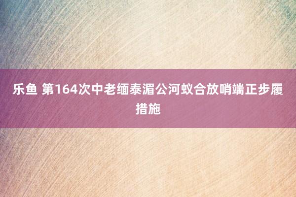 乐鱼 第164次中老缅泰湄公河蚁合放哨端正步履措施