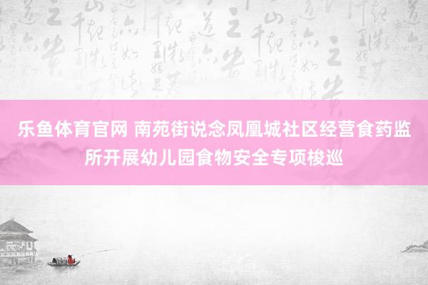 乐鱼体育官网 南苑街说念凤凰城社区经营食药监所开展幼儿园食物安全专项梭巡
