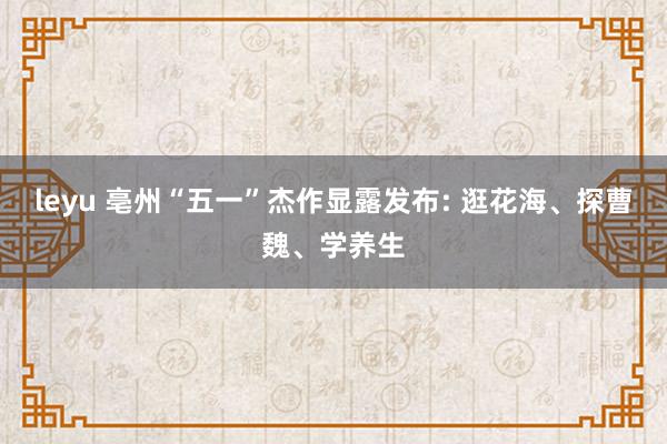 leyu 亳州“五一”杰作显露发布: 逛花海、探曹魏、学养生