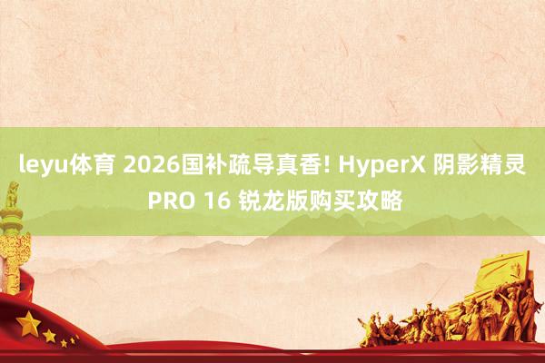 leyu体育 2026国补疏导真香! HyperX 阴影精灵 PRO 16 锐龙版购买攻略